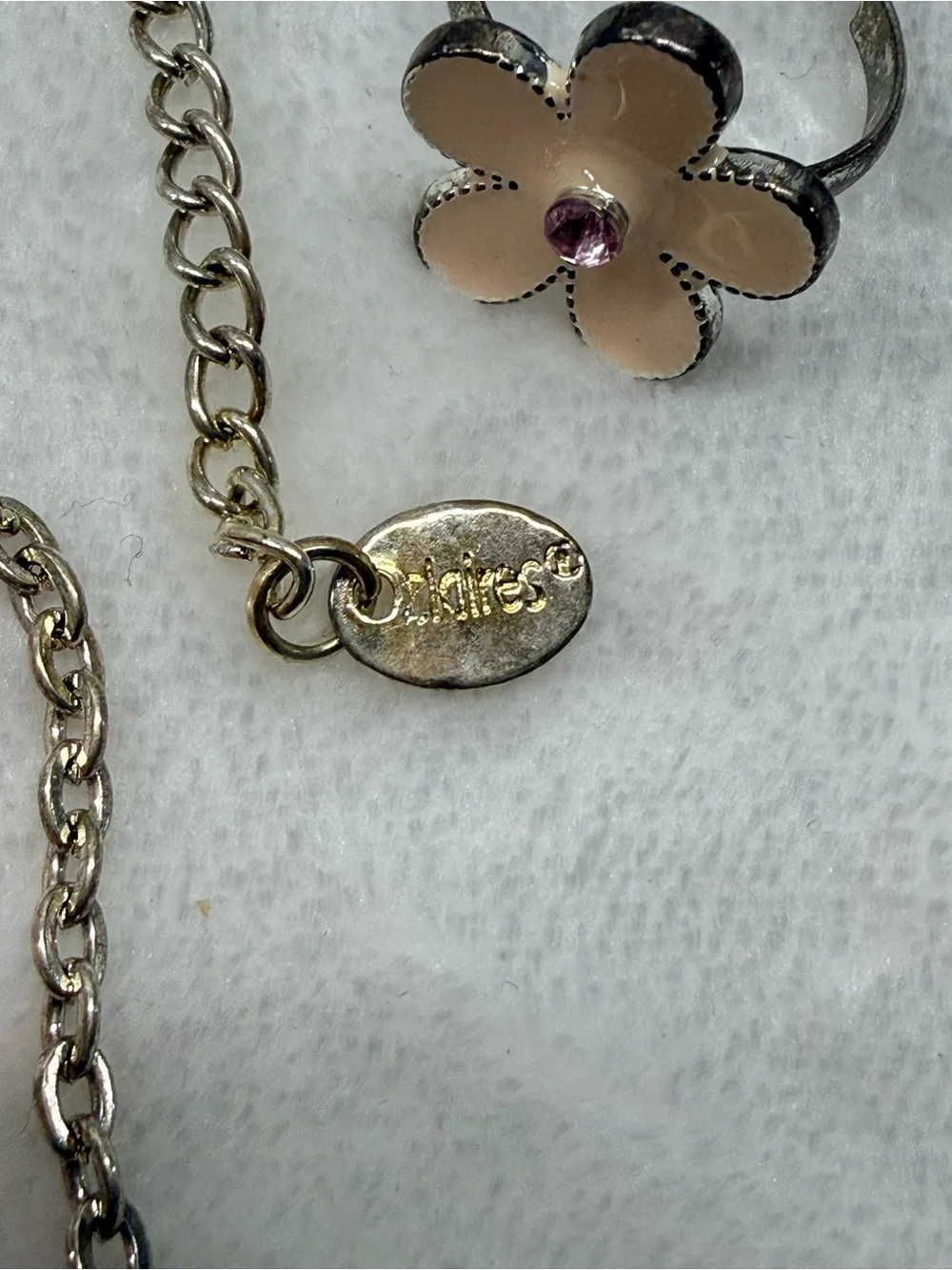 Claire's Pink Flower Pendant Necklace and Bracelet Set with Bead Accents